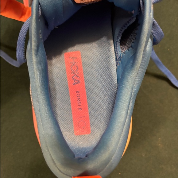 Hoka Bondi 8 Vibrant Blue and Pink Athletic Shoes - Picture 4 of 5